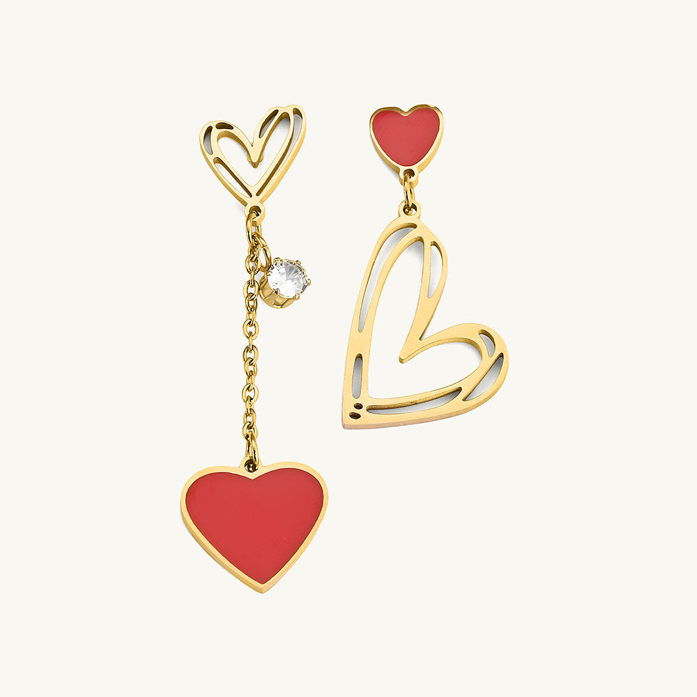 Red Heart Dangle Earrings