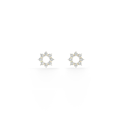 Elegant Floral 9KT Gold Lab Grown Diamond Stud Earring