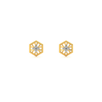Hexa Star 9KT Gold Lab Grown Diamond Stud Earring