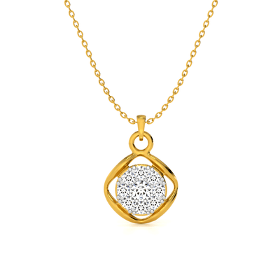 Floral Crest 9KT Gold Lab Grown Diamond Pendant Necklace