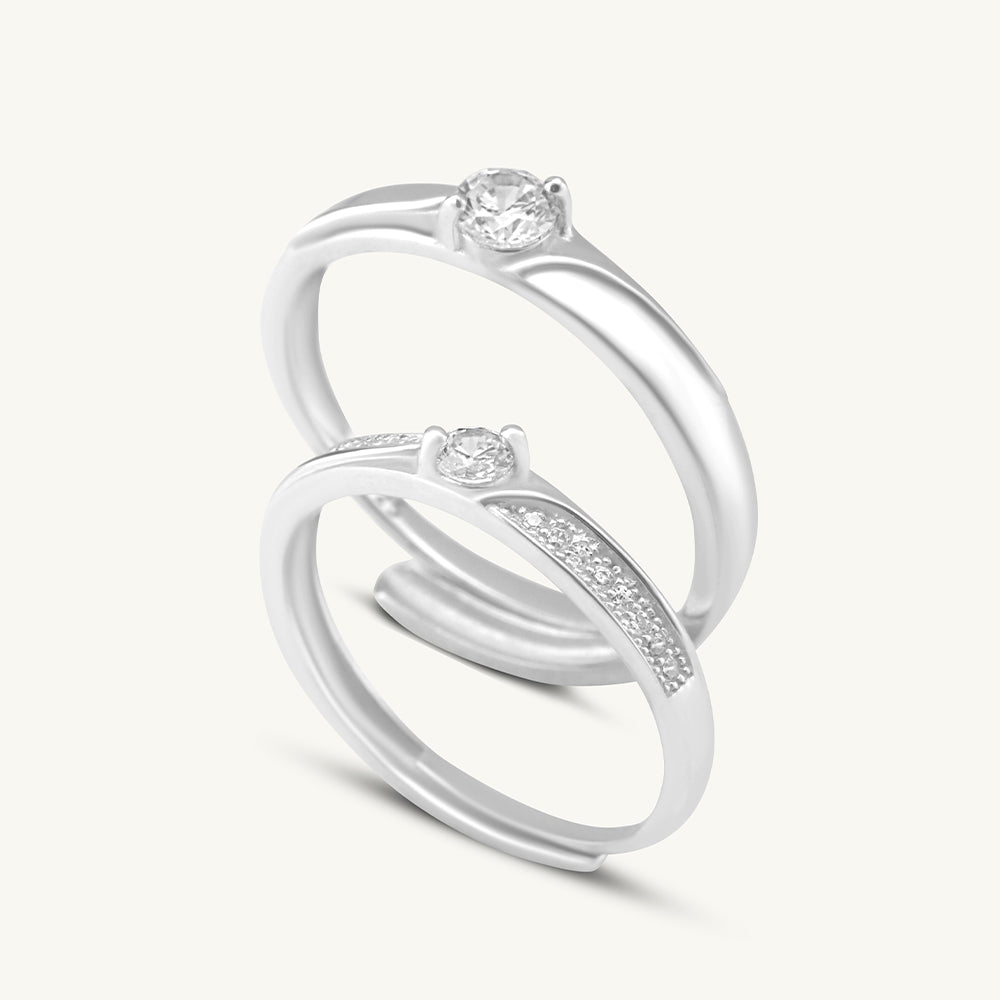 Buy Solitaire Band Couple Rings- 925 Silver – PALMONAS