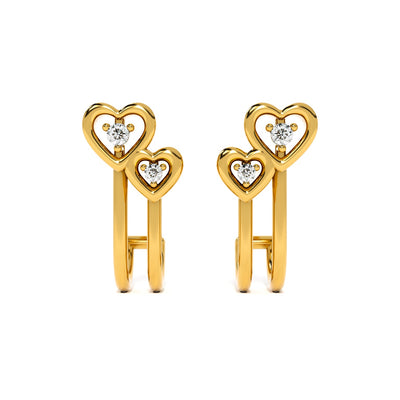 Twin Hearts 9KT Gold Lab Grown Diamond Stud Earring
