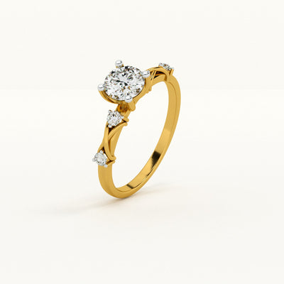 Swirling Accent 9KT Gold Lab Grown Diamond Ring