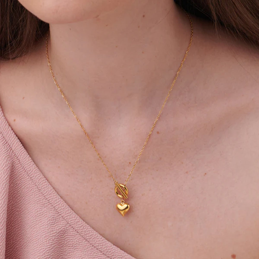 Buy Ridge Heart T-Bar Necklace- 18k Gold Plated – PALMONAS