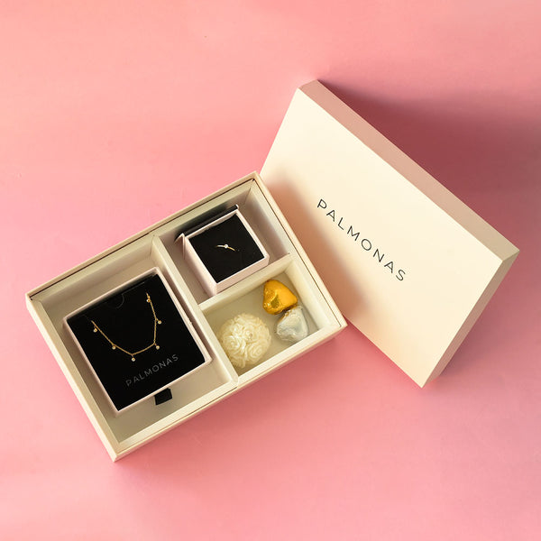 Multiple Stones Necklace & Dainty Solitaire Ring Gift set