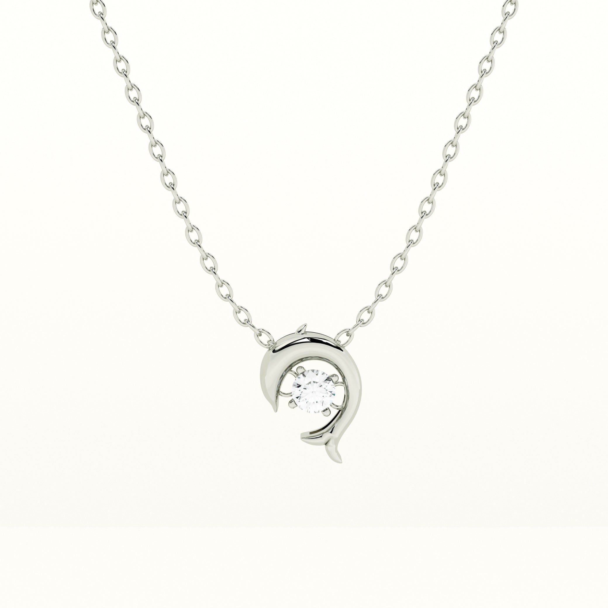 Crystal Dolphin 925 Sterling Silver Necklace - view 2