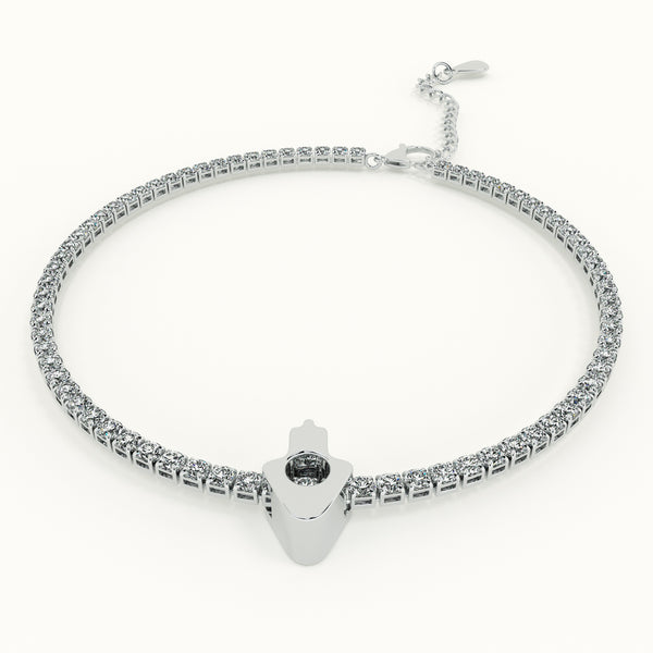 Classic Tennis 925 Sterling Silver Bracelet with Charm