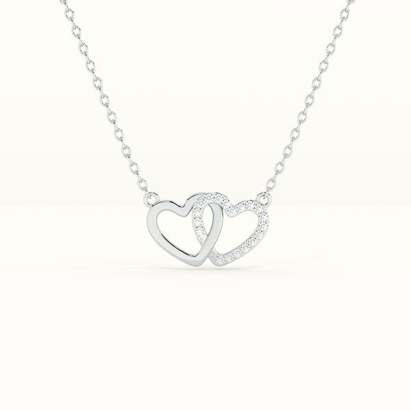 Linked Heart 925 Sterling Silver Necklace - Image 1