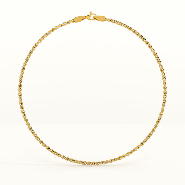 Twisted Gold 925 Sterling Silver Chain Necklace