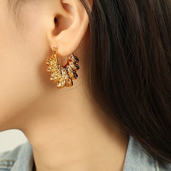 Floral Gold Hoops