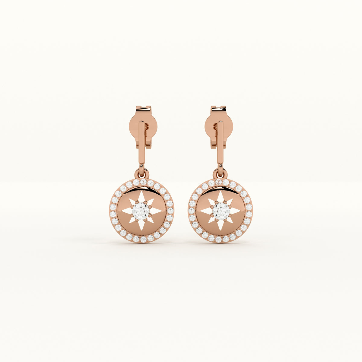Starburst 925 Sterling Silver Rose Gold Drop Earrings