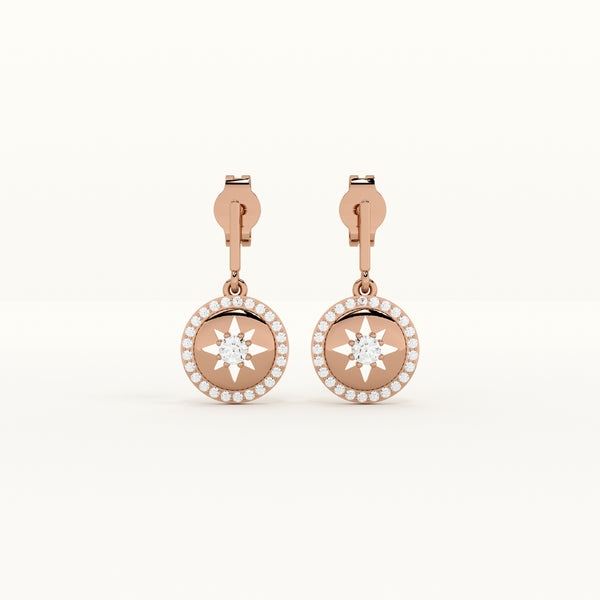 Starburst 925 Sterling Silver Rose Gold Drop Earrings - Image 1