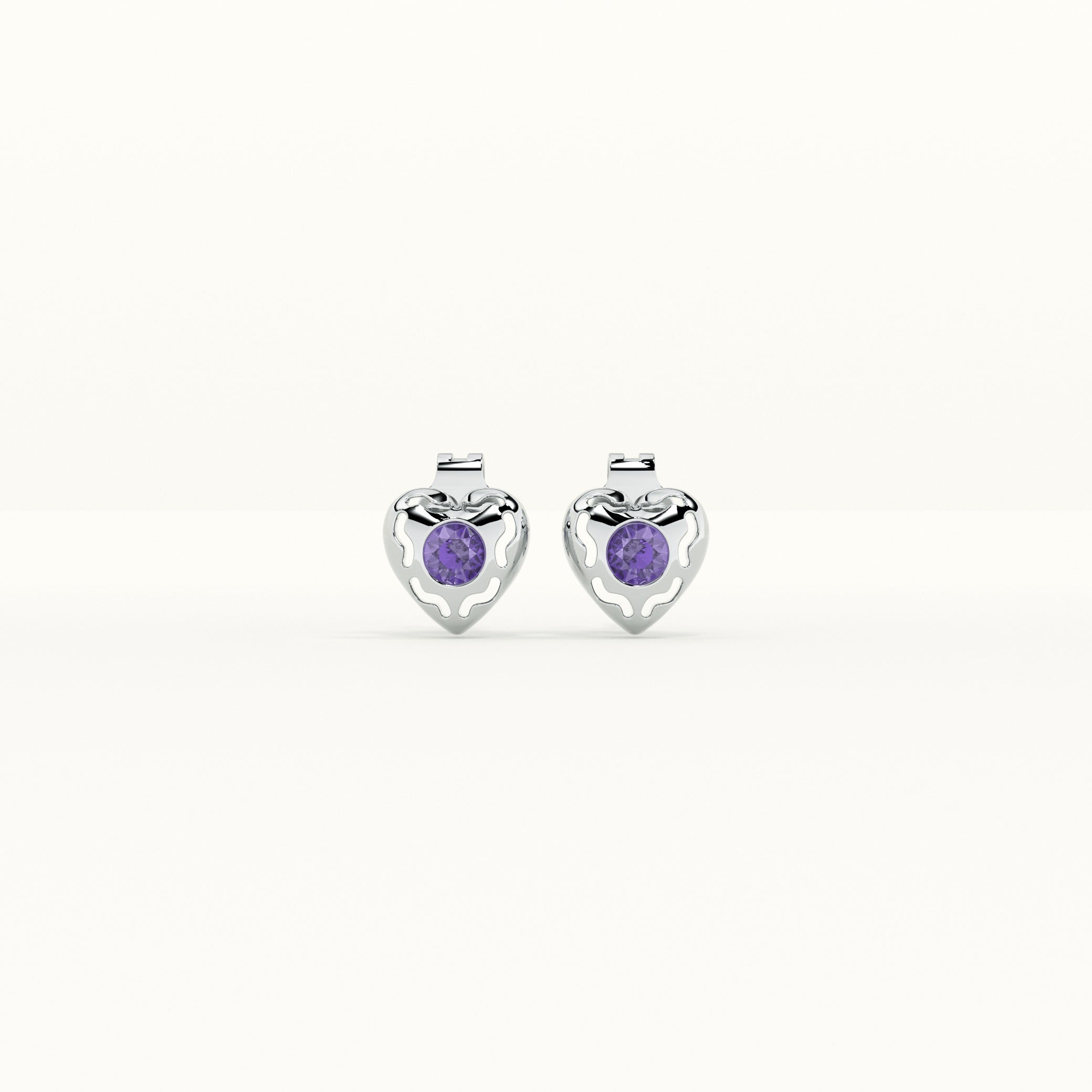 Silver Heart 925 Sterling Silver Stud Earrings - view 2