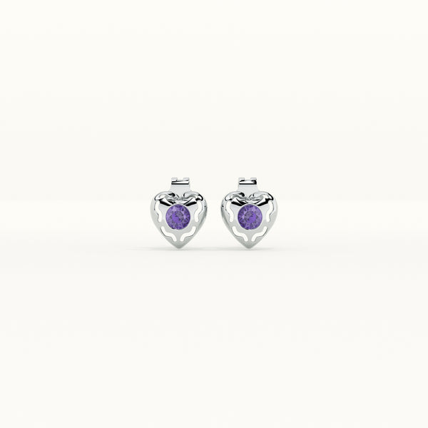 Silver Heart 925 Sterling Silver Stud Earrings - Image 1