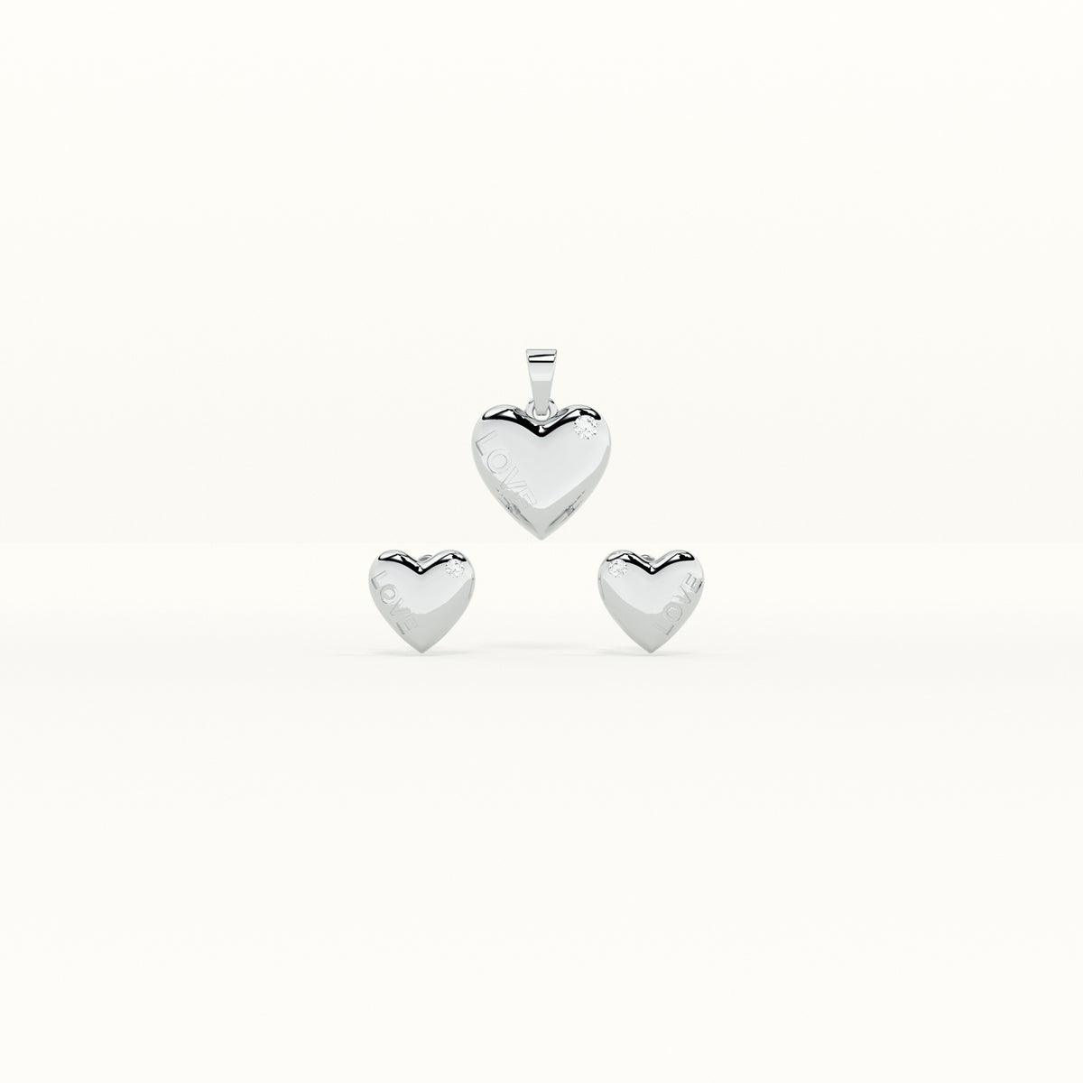 Eternal Love 925 Sterling Silver Pendant and Earring Set