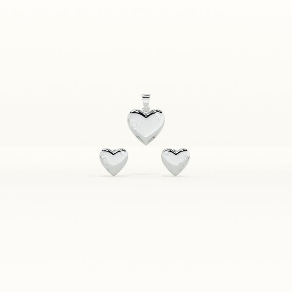 Eternal Love 925 Sterling Silver Pendant and Earring Set