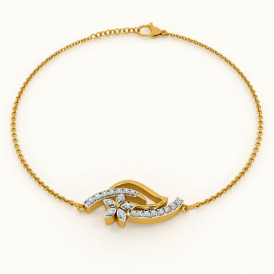 Floral Wave Lab-Grown Diamond Customizable Bracelet