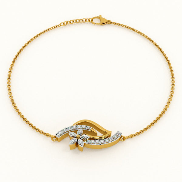Floral Wave Lab-Grown Diamond Customizable Bracelet