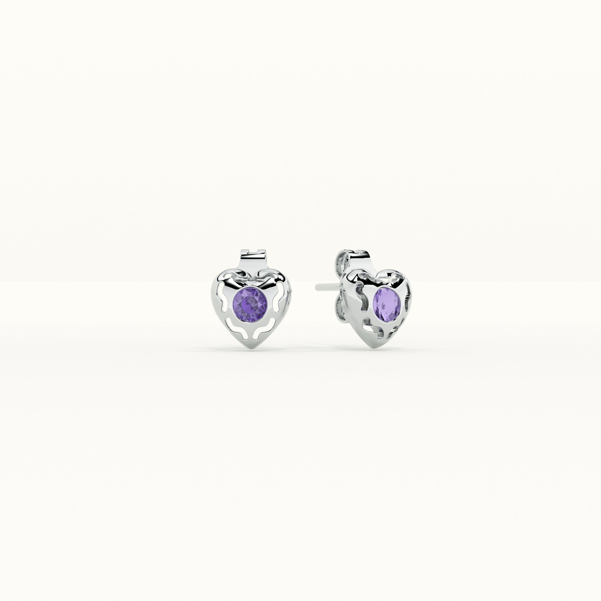 Silver Heart 925 Sterling Silver Stud Earrings - view 3