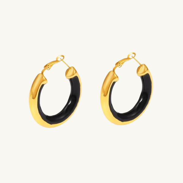 Golden Black Hoop Earrings