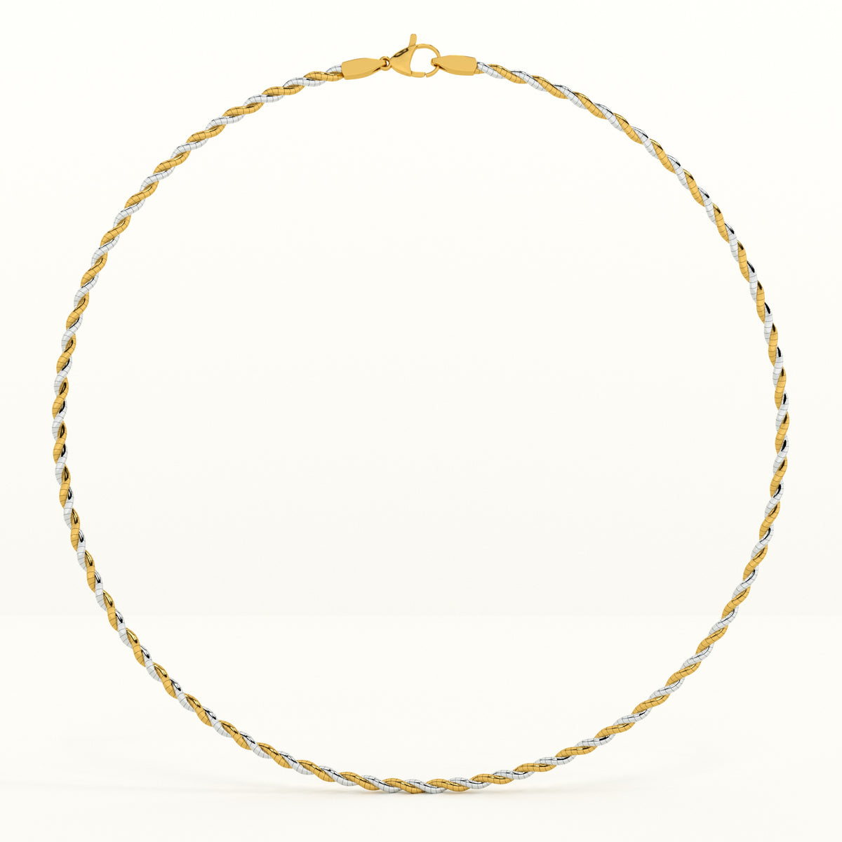 Two-Tone Twisted 925 Sterling Silver Necklace