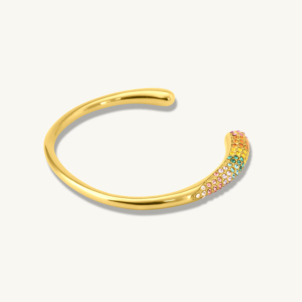 Prism Gleam Rainbow Stone Cuff Bracelet