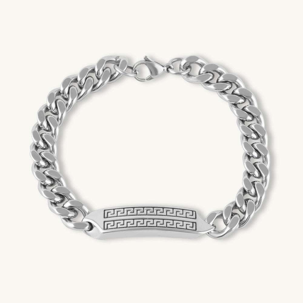 Engraved ID Plate Cuban Chain Bracelet