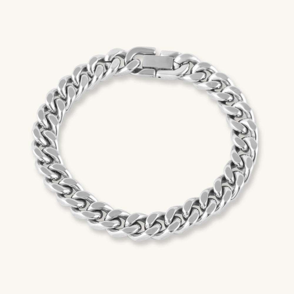 Silver Fortress Cuban Link Bracelet
