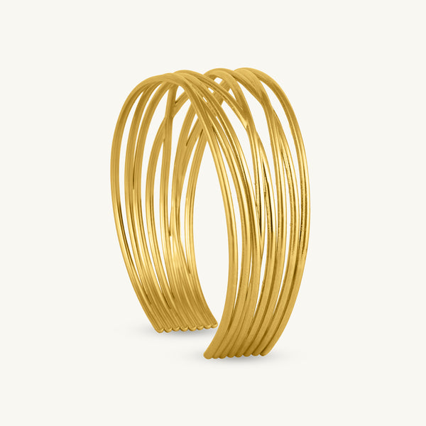 Sunray Strands Gold Cuff Bracelet