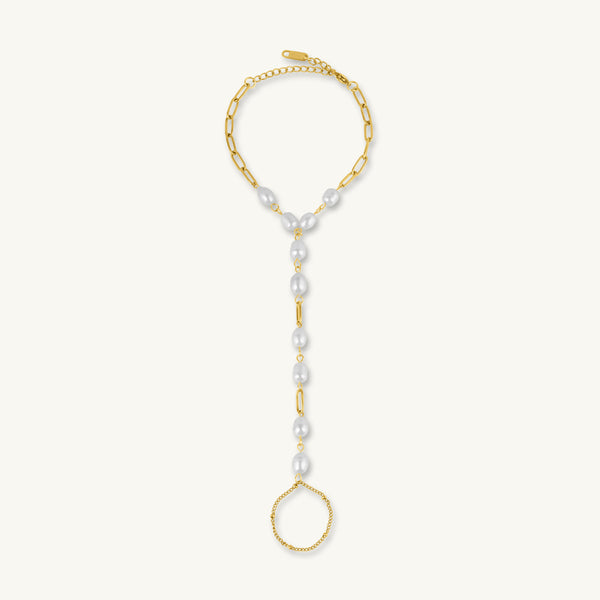 Moonlit Pearl Hand Thong Bracelet