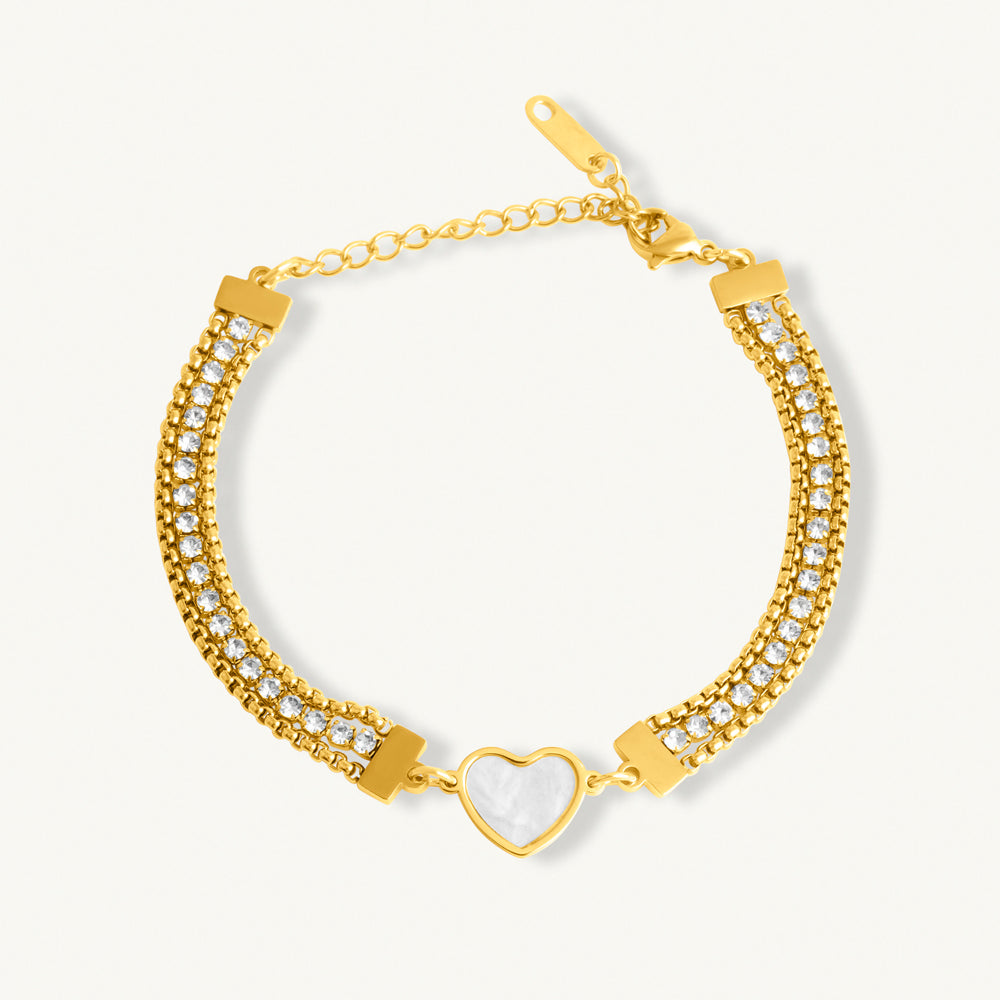 Crystalline Heart Charm Bracelet