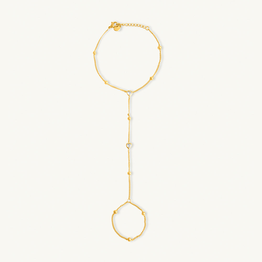 Orbit Bead Heart Trail Hand Harness Bracelet
