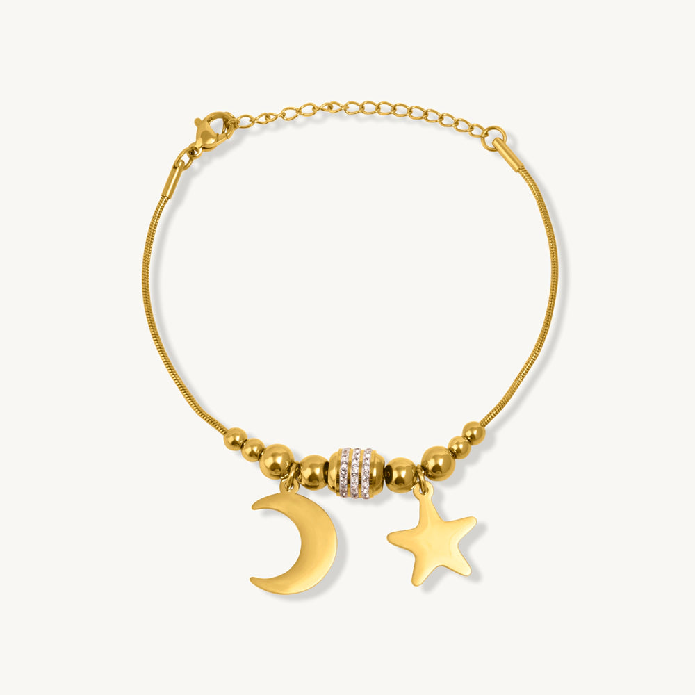 Crescent Moon & Star Charm Bracelet