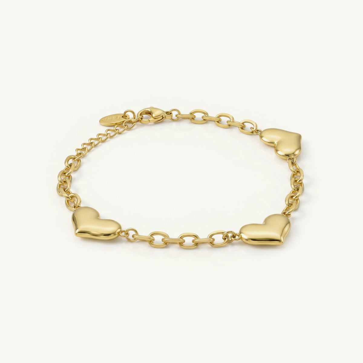 Solid Heart Link Chain Bracelet