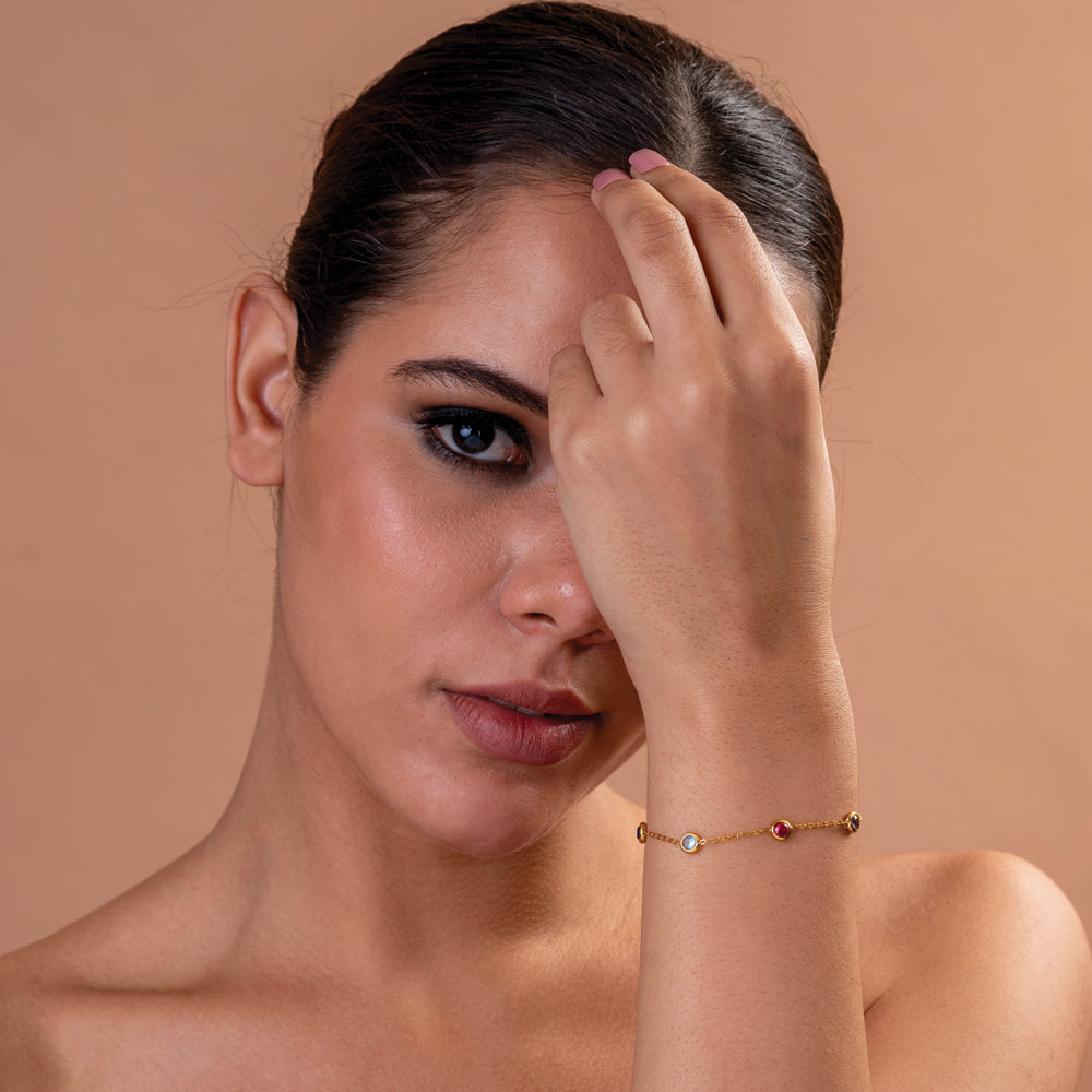 Multi Crystal Charm Bracelet - view 5