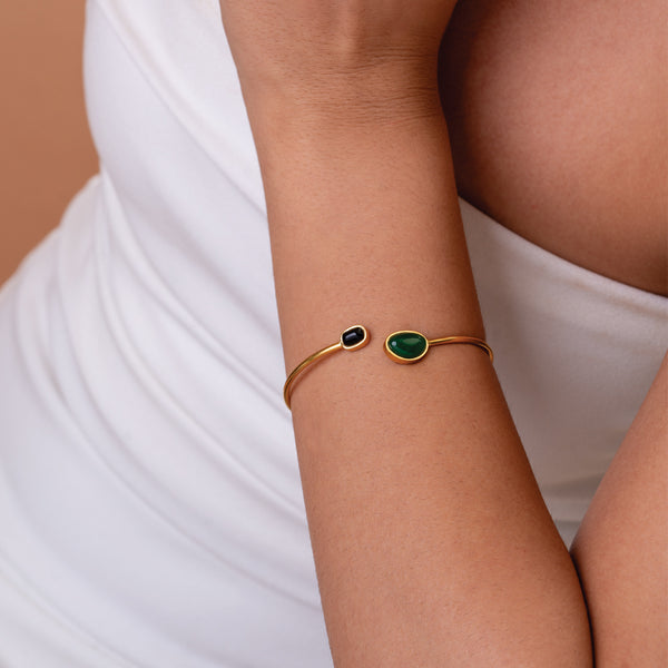 Agate Stone Cuff Bangle Bracelet - Image 1