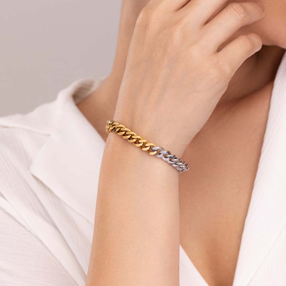 Bi-metal Cuban Chain Bracelet - view 4