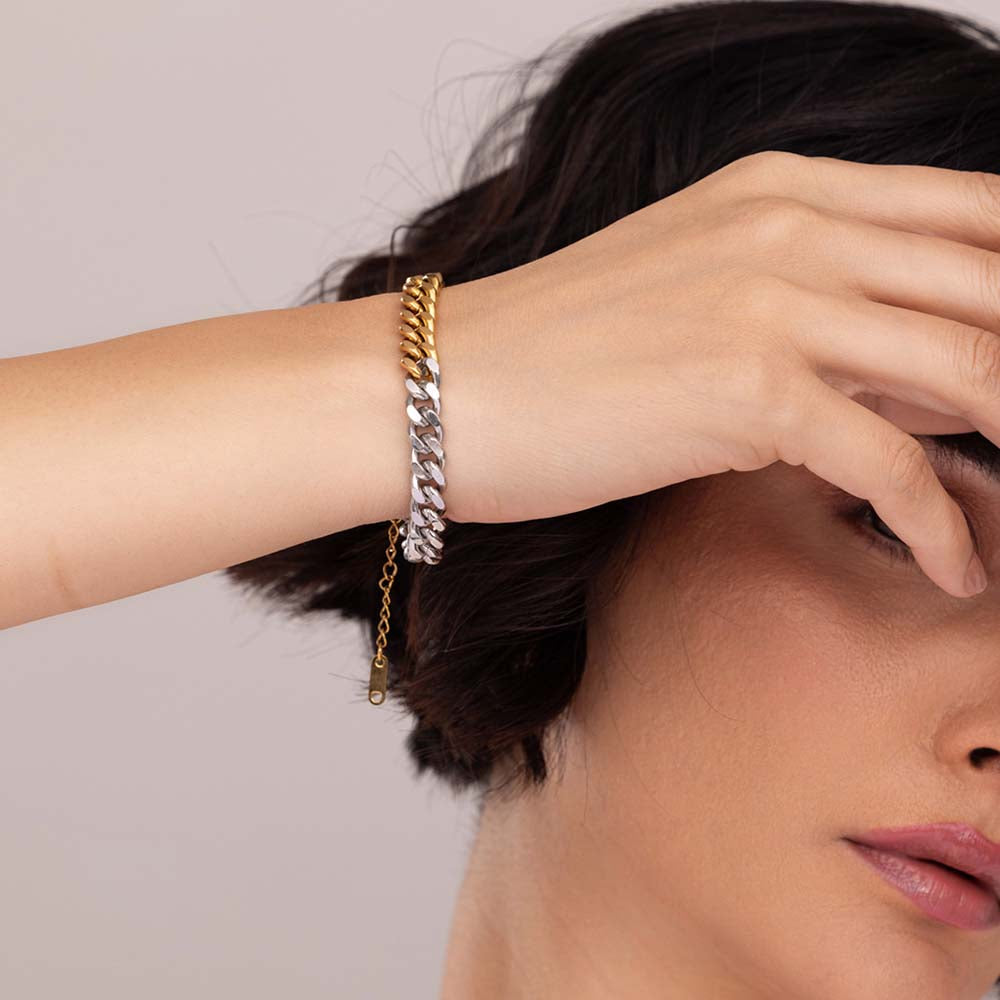 Bi-metal Cuban Chain Bracelet - view 9