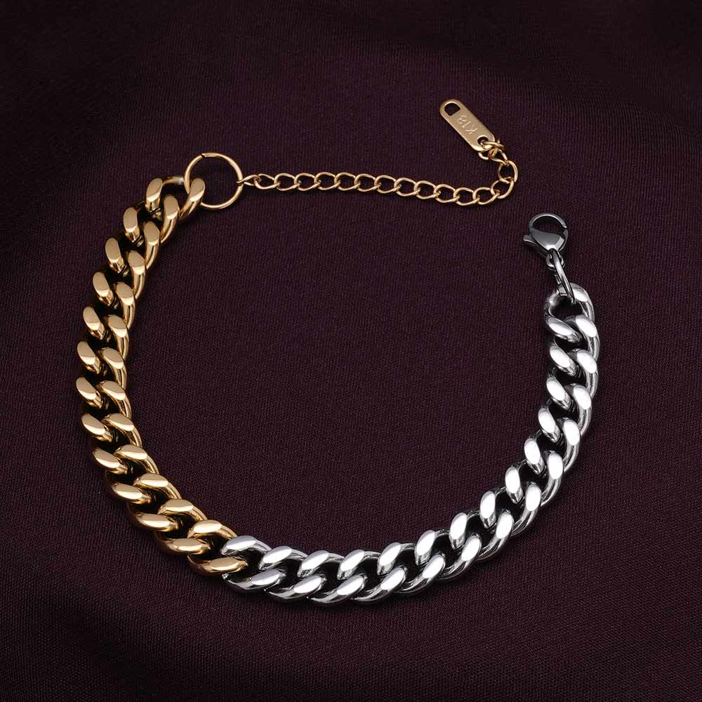 Bi-metal Cuban Chain Bracelet - view 5