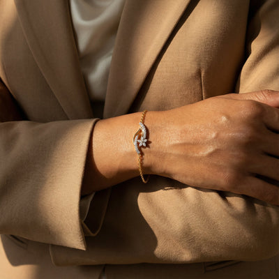 Floral Wave 9KT Gold Lab Grown Diamond Bracelet