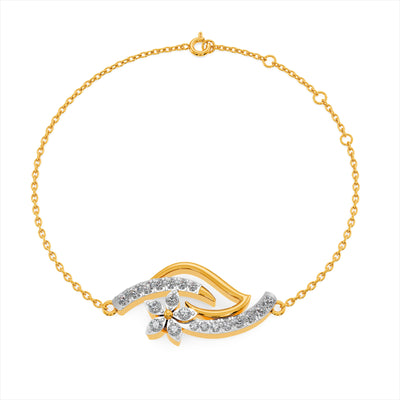 Floral Wave 9KT Gold Lab Grown Diamond Bracelet