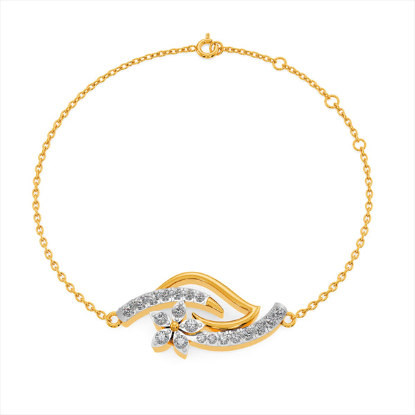 Floral Wave 9KT Gold Lab Grown Diamond Bracelet - 3 
