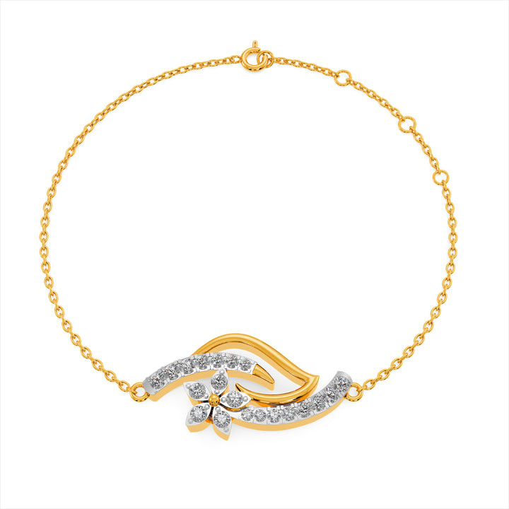 Floral Wave 9KT Gold Lab Grown Diamond Bracelet - 3 
