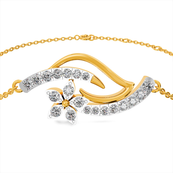 Floral Wave 9KT Gold Lab Grown Diamond Bracelet - 6 