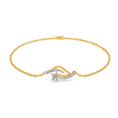 Floral Wave 9KT Gold Lab Grown Diamond Bracelet