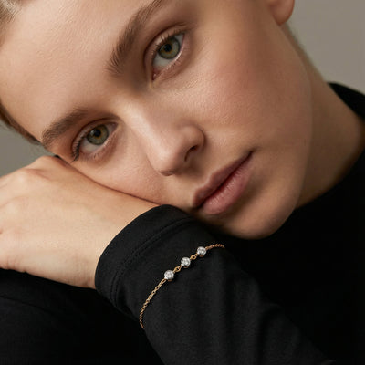 Orbit Petal 9KT Gold Lab Grown Diamond Bracelet