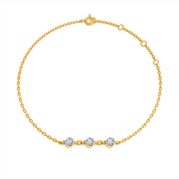 Orbit Petal 9KT Gold Lab Grown Diamond Bracelet - 7 