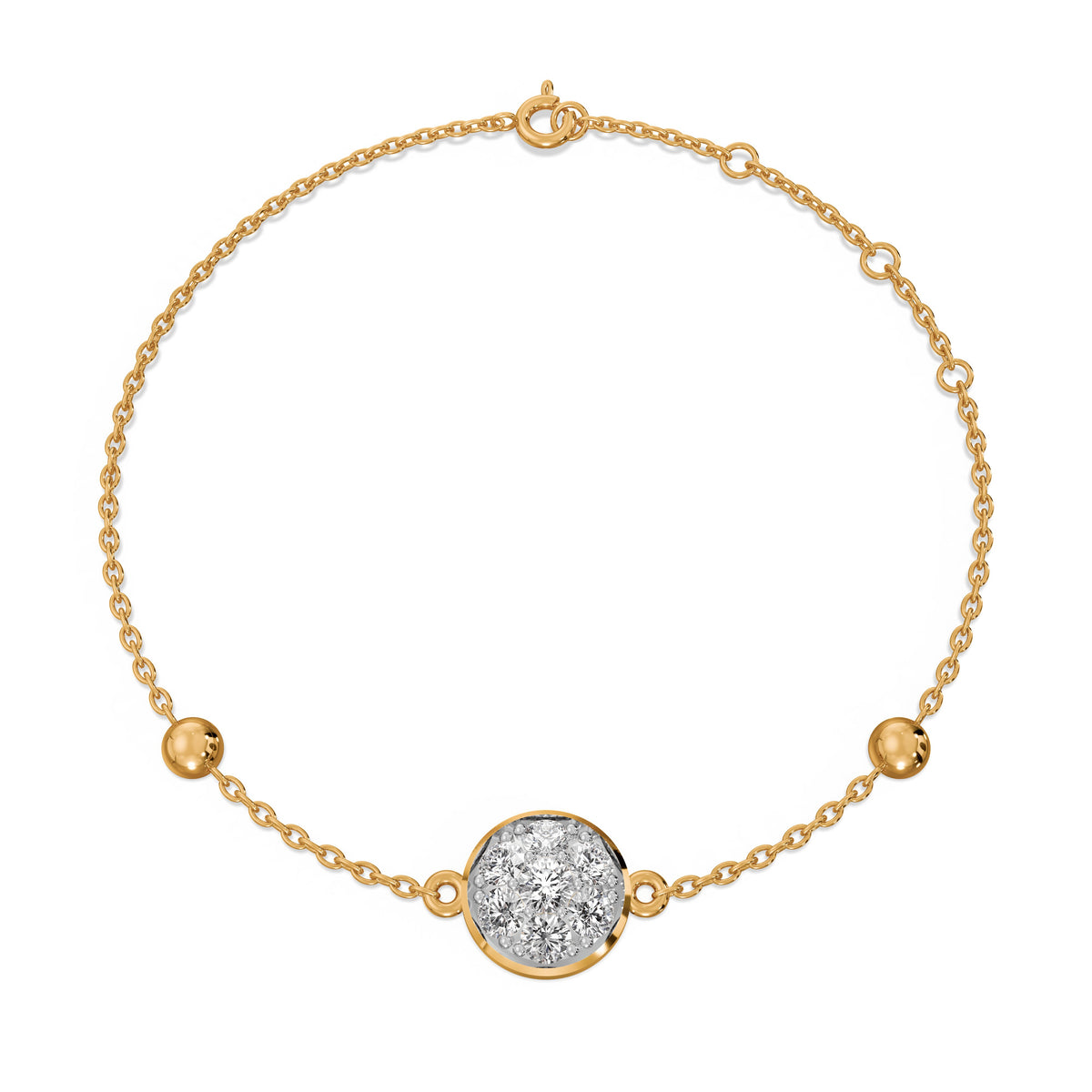 Round Charm 9KT Gold Laboratory Grown Diamond Bracelet