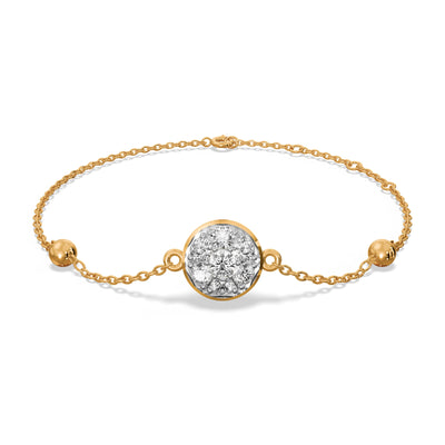 Round Charm 9KT Gold Lab Grown Diamond Bracelet
