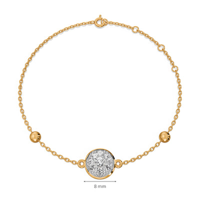 Round Charm 9KT Gold Lab Grown Diamond Bracelet